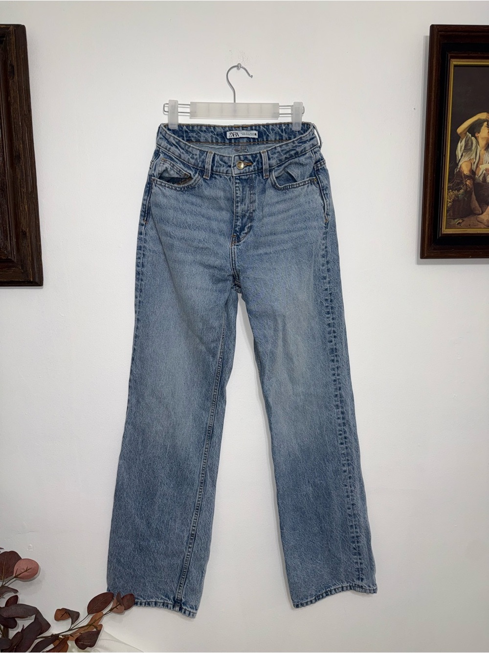 Zara Light Blue Straight-Leg Jeans